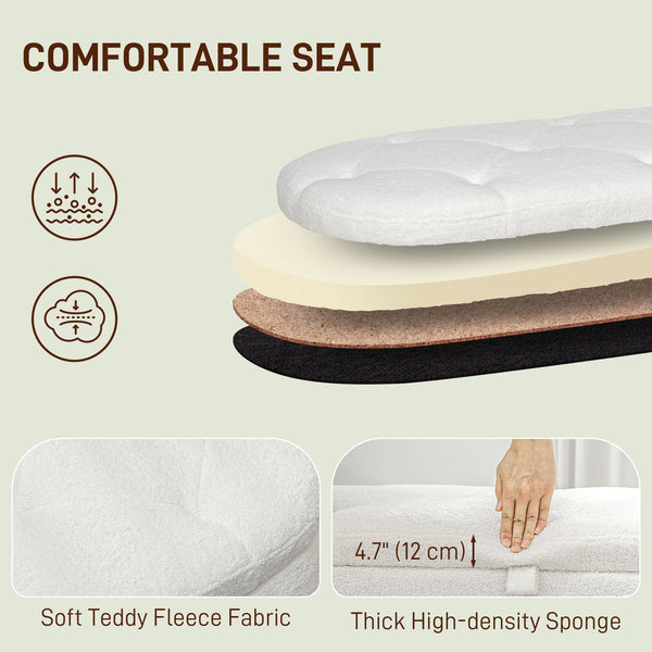 Fleece-upholstered bedroom bench with storage, white