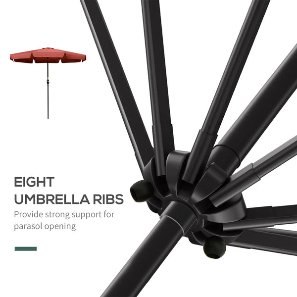8.7-foot round parasol with tilt and crank, burgundy red 
