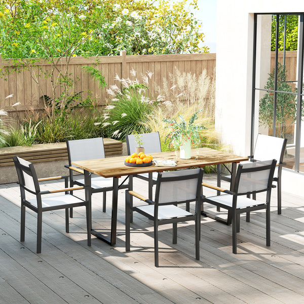 Wooden outdoor dining table with parasol hole