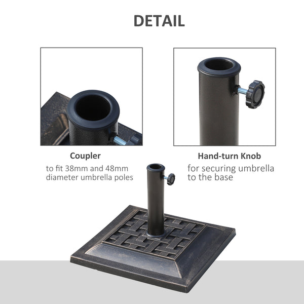 20 lb Resin Patio Umbrella Stand with Coated Base and Square Pole, Bronze