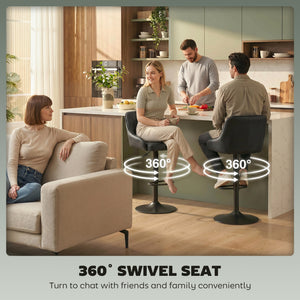 Black Faux Leather Adjustable Bar Stools, Set of 2