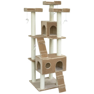 79" Cat Tree with Scratching Post for Kittens, Beige
