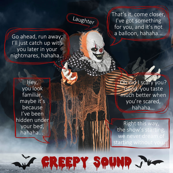 5ft Life Size Halloween Decoration, Talking Circus Clown with Sound and Motion Activated, Light-Up Eyes