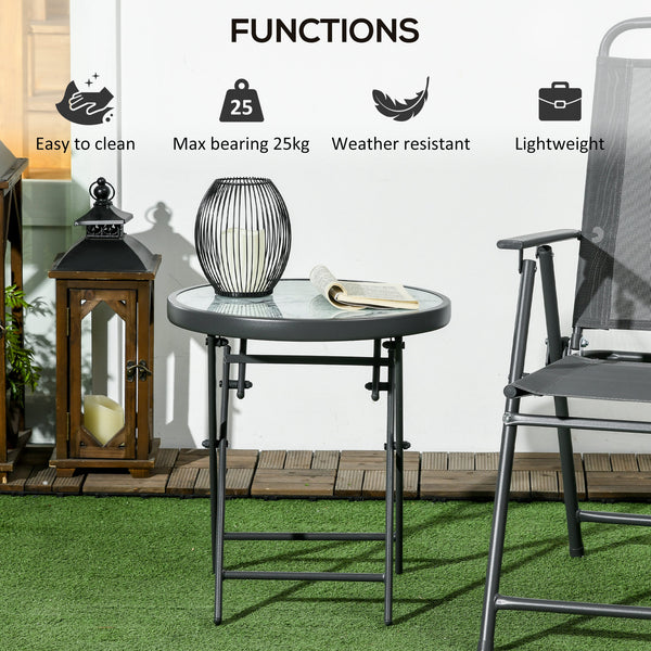 Round folding outdoor side table, white