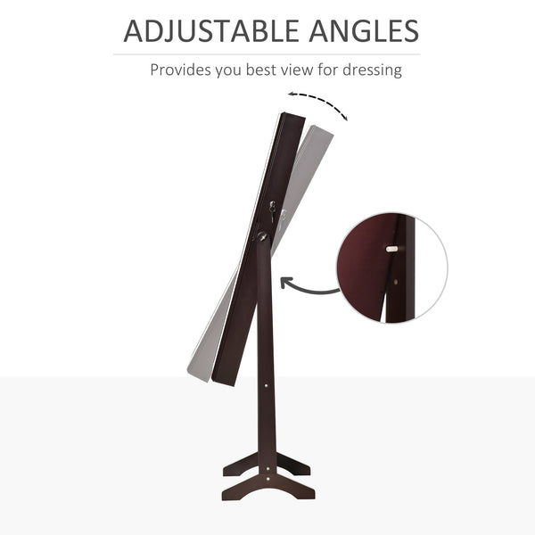 Jewelry cabinet with mirror, lockable, 3 adjustable angles, brown