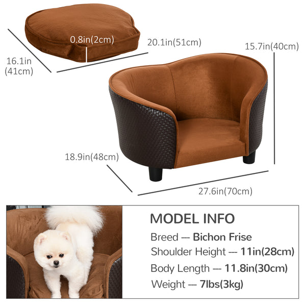 Raised dog sofa with removable and washable cushion