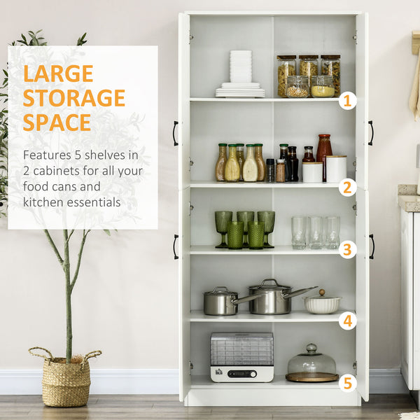 Storage unit with 4 hinged doors and adjustable shelves, white