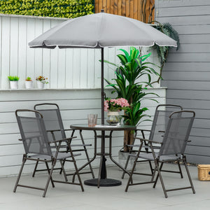 6-piece outdoor dining set for 4 people with parasol