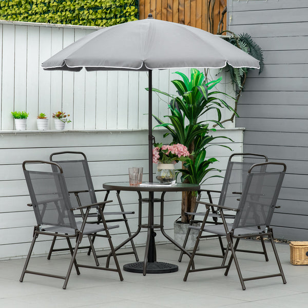 6-piece outdoor dining set for 4 people with parasol