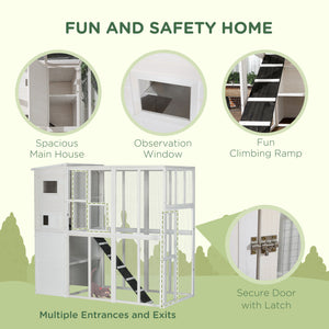 Large white wooden cat house