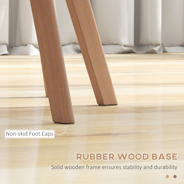 Set of 4 modern rubberwood chairs with faux leather cushions, white