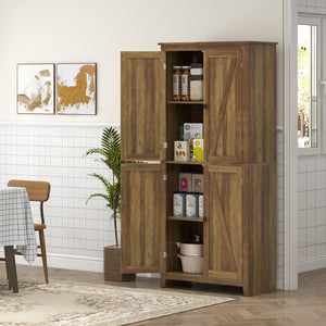 Storage unit with doors and shelves, brown