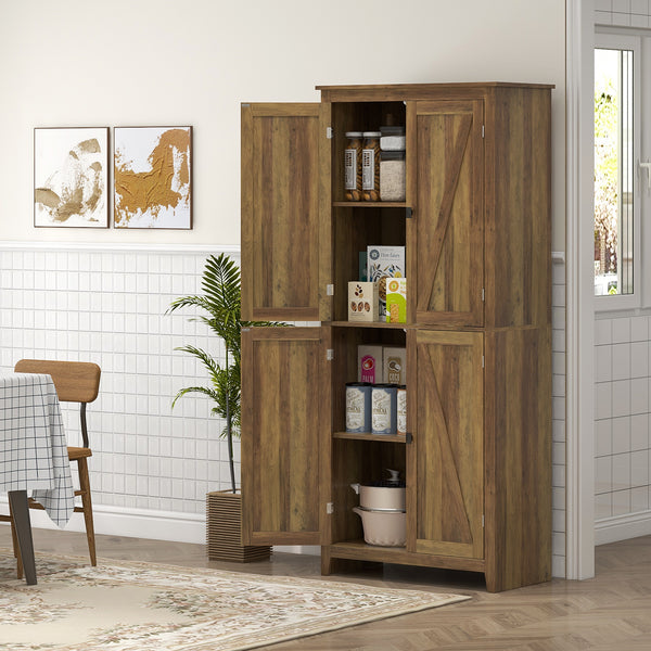 Storage unit with doors and shelves, brown