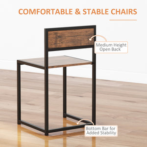 Industrial style dining table and chairs set, for 2 people, ideal for small spaces.