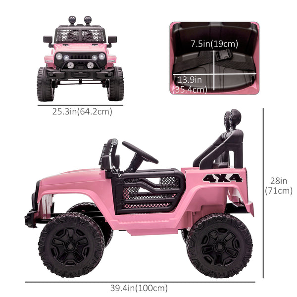 12V Electric Off-Road Truck with Remote Control, Pink