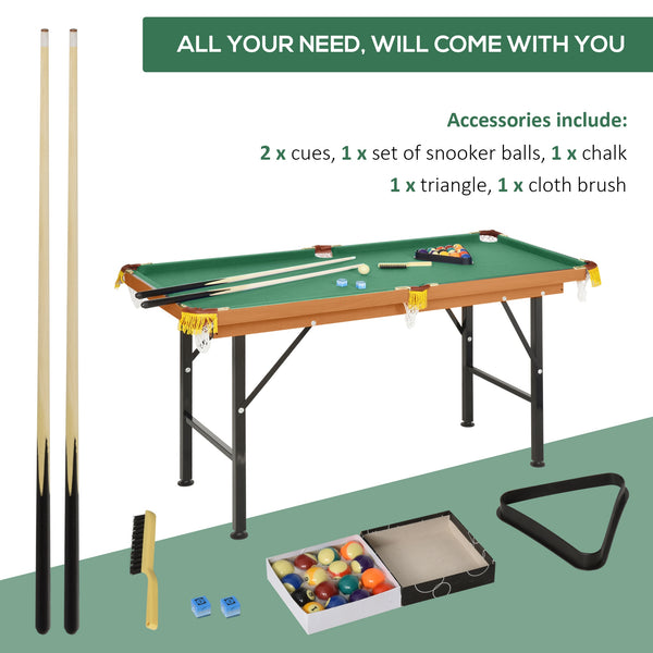 54.3" L Portable Mini Pool Table with Cues, Ball, Chalk and Rack for Kids