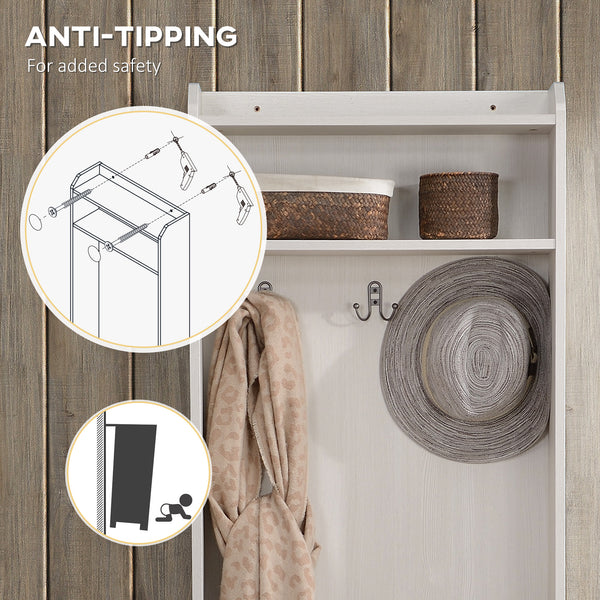 Modern entryway furniture with shoe storage bench, white 