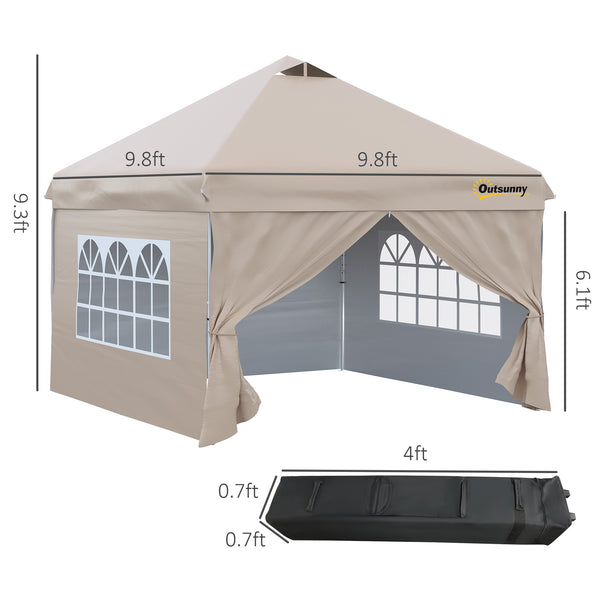10 x 10 folding tent with wheeled carry bag, beige