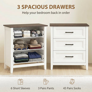 3-drawer chest for bedroom, white