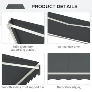 Electric outdoor awning 9.8 x 12.8 with remote control, grey 