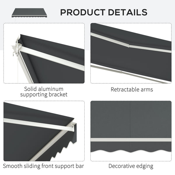 Electric outdoor awning 9.8 x 12.8 with remote control, grey 