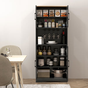 Pantry with wine glass storage, black