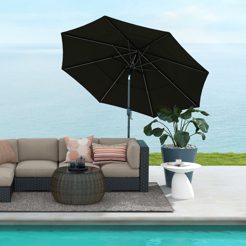 9-foot, 3-tier patio umbrella with push-button tilt, black