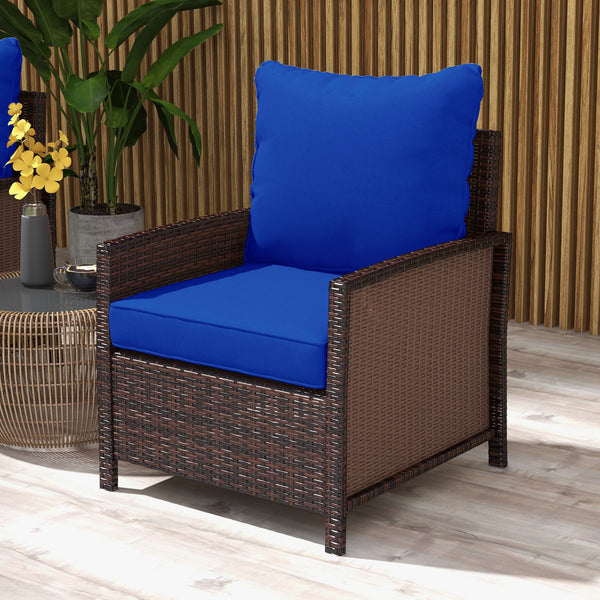 Set of 4 Replacement Patio Chair Cushions with Back, Navy Blue