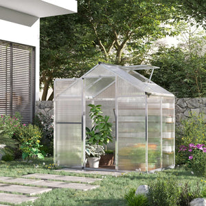 Garden greenhouse with polycarbonate panels