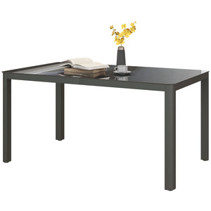 Aluminum garden table with glass top, grey
