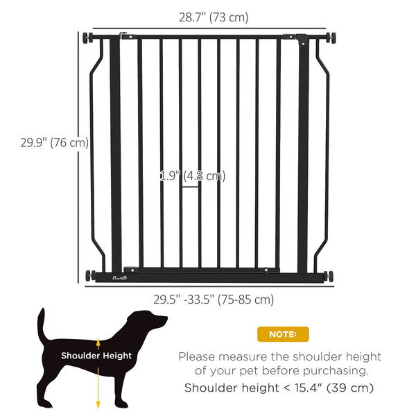 Pet barrier with door and double locking system, black