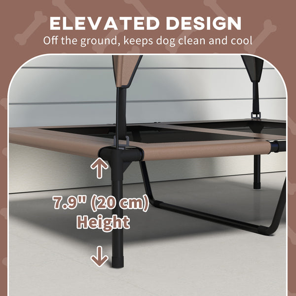 Elevated cooling dog bed with washable breathable mesh canopy