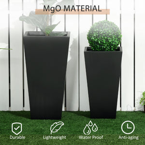 Set of 2 large flower pots with drainage holes, black
