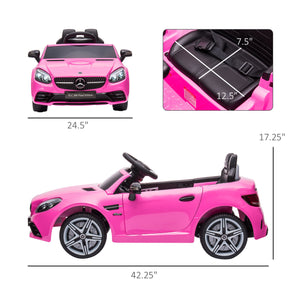 12V car with parental remote control and two motors, pink