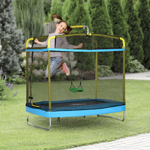 7ft Trampoline with Safety Enclosure, Gymnastics Bar and Swing
