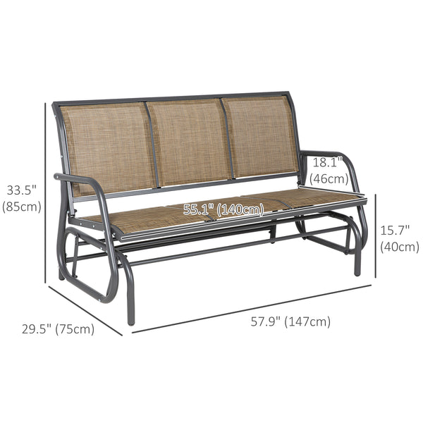 3-seater rocking chair, steel frame, fabric seat, brown