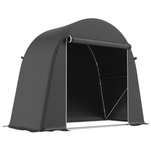 Waterproof portable garden shed with roll-up zippered door and galvanized metal frame
