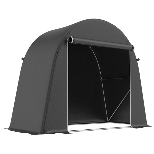 Waterproof portable garden shed with roll-up zippered door and galvanized metal frame