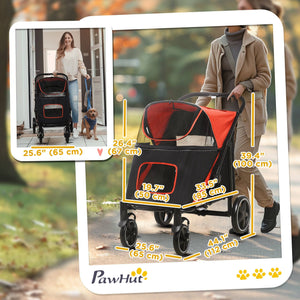 Foldable Pet Stroller for Large and Medium Dogs, Red