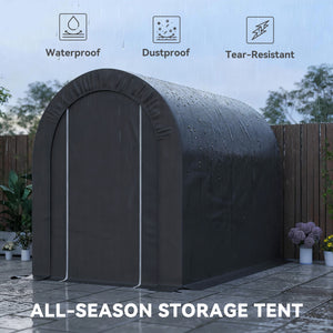 Heavy-duty and portable 5 x 8 galvanized steel motorcycle shelter, black