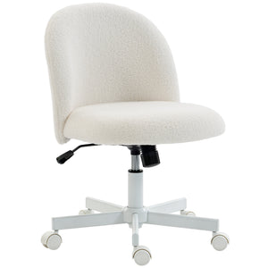 Swivel office chair in sherpa, cream white