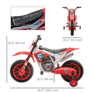 12V Electric Motorcycle with Training Wheels, Red