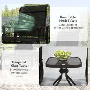 Set of 3 sliding chairs and Bistro tea table, black