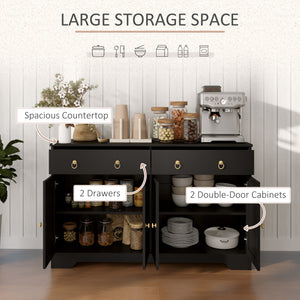 Sideboard with 2 drawers, 4 barn doors and 2 adjustable shelves, black