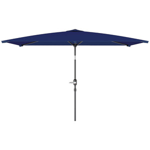 2 x 3m Rectangular Tilting Aluminum Garden Parasol with Crank, Navy Blue
