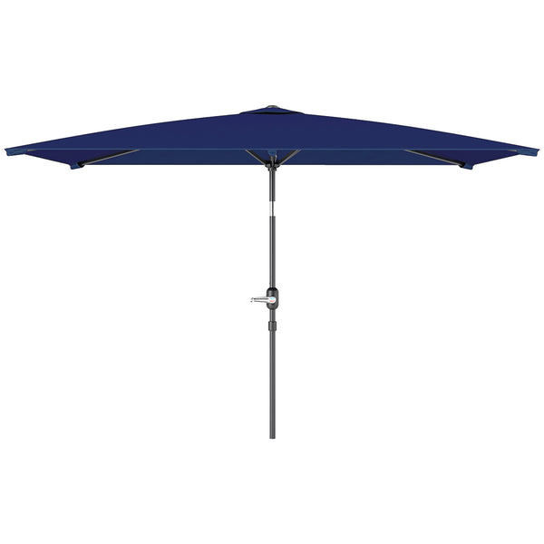 2 x 3m Rectangular Tilting Aluminum Garden Parasol with Crank, Navy Blue