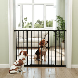 Pressure-mounted pet safety gate, black