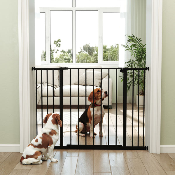 Pressure-mounted pet safety gate, black