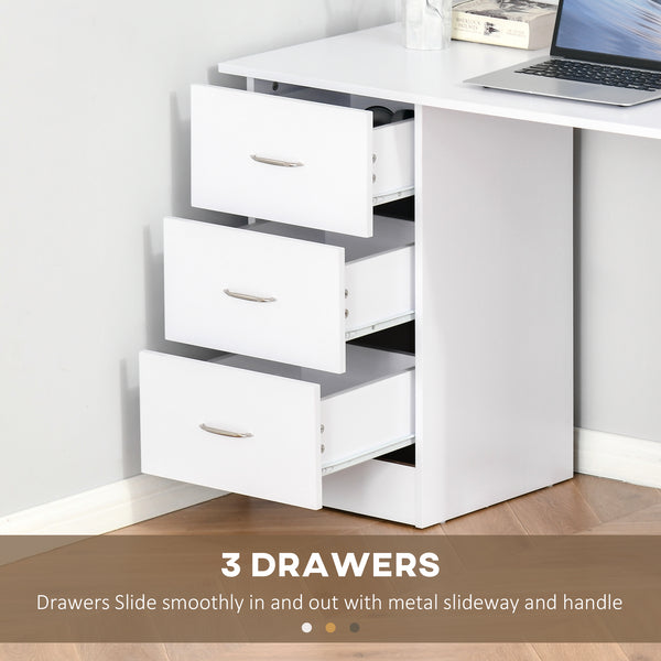 47-inch Desk with 3-Tier Storage Shelves, White