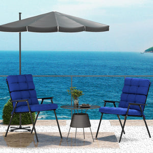 Coussins capitonnés bleu marine avec attaches, conçus pour chaises de patio extérieur, ensemble de 2